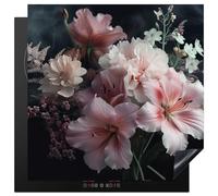 KitchenYeah© Induction Hob Protector Mat 30.7"x30.7" / 78x78 cm Cooker Top Protectors Cover Ceramic Covers Electric Hobs Vinyl Flowers - Pink - Vapour - Plants