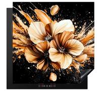 KitchenYeah© Induction Hob Protector Mat 30.7"x30.7" / 78x78 cm Stove Cap Top Cover Kitchen Cooker Covers for Electric Hobs Vinyl Flowers - Gold - Graffiti - Black - Abstract