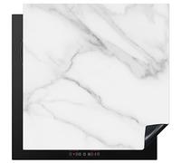 KitchenYeah© Induction Hob Protector Mat 30.7"x30.7" / 78x78 cm Stove Cap Top Cover Kitchen Cooker Covers for Electric Hobs Vinyl Marble - Textured - White - Grey - Stone - Marble Look