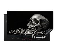 KitchenYeah© Induction Hob Protector Mat Ceramic Cooker Top Cover | 20.1"x35.4" / 90x51 cm Covers Protectors for Electric Hobs Flexible Vinyl Skull - Bones - Skull - Black
