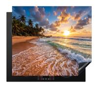 KitchenYeah© Induction Hob Protector Mat Ceramic Cooker Top Cover | 20.3"x22.7" / 57.6x51.6 cm Covers Protectors for Electric Hobs Flexible Vinyl Beach - Sunset - Waves - Nature