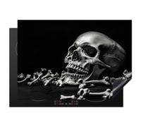 KitchenYeah© Induction Hob Protector Mat Ceramic Cooker Top Cover | 20.5"x28.3" / 72x52 cm Covers Protectors for Electric Hobs Flexible Vinyl Skull - Bones - Skull - Black