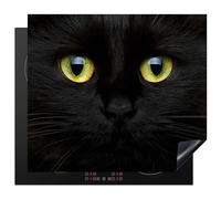 KitchenYeah© Induction Hob Protector Mat Cooker Top Protectors Cover | 20.1"x23.2" / 59x51 cm - Ceramic Covers Electric Hobs Vinyl Cat - Eyes - Yellow - Black