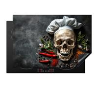 KitchenYeah© Induction Hob Protector Mat Cooker Top Protectors Cover | 20.3"x29.9" / 76x51.5 cm - Ceramic Covers Electric Hobs Vinyl Skeleton - Herbs - Food - Skull - Cook