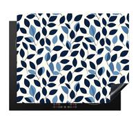 KitchenYeah© Induction Hob Protector Mat Cooker Top Protectors Cover | 20.5"x25.6" / 65x52 cm - Ceramic Covers Electric Hobs Vinyl Graphic - Leaf pattern - Deep blue