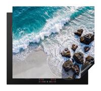 KitchenYeah© Induction Hob Protector Mat Kitchen Stove Top Cover Vinyl | 20.3"x22.7" / 57.6x51.6 cm Electric Cooker Cap Guard Covers for Hobs Non Slip Flexible Sea - Golf - Beach - Nature