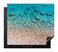 KitchenYeah© Induction Hob Protector Mat Kitchen Stove Top Cover Vinyl | 20.3"x22.7" / 57.6x51.6 cm Electric Cooker Cap Guard Covers for Hobs Non Slip Flexible Water - Pebbles - Nature