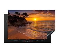 KitchenYeah© Induction Hob Protector Mat Kitchen Stove Top Cover Vinyl | 20.3"x32.7" / 83x51.5 cm Electric Cooker Cap Guard Covers for Hobs Non Slip Flexible Sea - Coast - Sunset - Nature