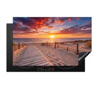 KitchenYeah© Induction Hob Protector Mat Kitchen Stove Top Cover Vinyl | 20.3"x32.7" / 83x51.5 cm Electric Cooker Cap Guard Covers for Hobs Non Slip Flexible Beach - Sunset - Sea - Nature