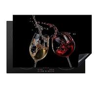 KitchenYeah© Induction Hob Protector Mat Stove Cap Top Cover Kitchen Cooker | 20.1"x30.3" / 77x51 cm - Covers for Electric Hobs Vinyl Red Wine - White - Glass - Black