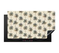 KitchenYeah© Induction Hob Protector Mat Stove Cap Top Cover Kitchen Cooker | 20.3"x35." / 89.6x51.6 cm - Covers for Electric Hobs Vinyl Palm trees - Tropical - Green