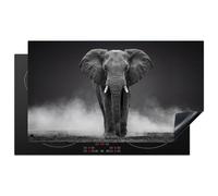 KitchenYeah© Induction Hob Protector Mat Stove Cap Top Cover Kitchen Cooker | 20.3"x35." / 89.6x51.6 cm - Covers for Electric Hobs Vinyl Elephant - Black - White - Smoke