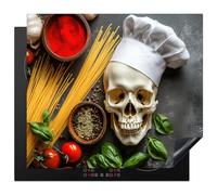 KitchenYeah© Induction Hob Protector Mat Stove Cap Top Cover Kitchen Cooker | 20.5"x23.2" / 59x52 cm - Covers for Electric Hobs Vinyl Skeleton - Herbs - Food - Skull - Cook