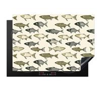 KitchenYeah© Induction Hob Protector Mat Stove Cap Top Cover Kitchen Cooker | 20.5"x29." / 75x52 cm - Covers for Electric Hobs Vinyl Pisces - Classic - Green