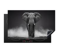 KitchenYeah© Induction Hob Protector Mat Stove Cap Top Cover Kitchen Cooker | 20.5"x33." / 85x52 cm - Covers for Electric Hobs Vinyl Elephant - Black - White - Smoke