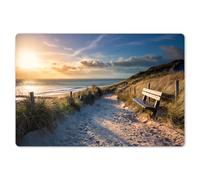 KitchenYeah© Place Mats 18"x12" / 45x30 cm Waterproof Sets Non Stick Wipe Clean Anti Slip Dinner Wipeable Placemats Table Mat Dinning Sunset - Beach - Dune - Grass - Bench
