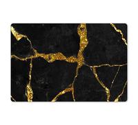 KitchenYeah© Place Mats 18"x12" / 45x30 cm Waterproof Sets Non Stick Wipe Clean Anti Slip Dinner Wipeable Placemats Table Mat Dinning Marble Look - Gold - Black - Glitter