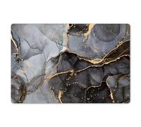 KitchenYeah© Place Mats For Table 18"x12" / 45x30 cm Dinning Placemats 6 Set Large Placemat Plastic Vinyl Wipeable Wipe Clean Non Stick Marble - Abstract - Gold - Gray
