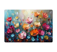 KitchenYeah© Place Mats For Table 18"x12" / 45x30 cm Dinning Placemats 6 Set Large Placemat Plastic Vinyl Wipeable Wipe Clean Non Stick Flowers - Colorful - Abstract - Paint - Nature