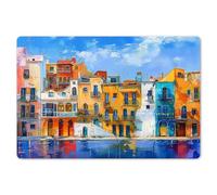 KitchenYeah© Place Mats For Table 18"x12" / 45x30 cm Dinning Placemats 6 Set Large Placemat Plastic Vinyl Wipeable Wipe Clean Non Stick Architecture - Colorful - Art - Modern
