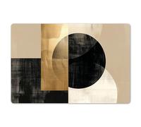 KitchenYeah© Place Mats For Table 18"x12" / 45x30 cm Dinning Placemats 6 Set Large Placemat Plastic Vinyl Wipeable Wipe Clean Non Stick Abstract - Modern - Black - Gold