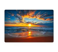 KitchenYeah© Place Mats For Table 18"x12" / 45x30 cm Dinning Placemats 6 Set Large Placemat Plastic Vinyl Wipeable Wipe Clean Non Stick Sea - Sunset - Beach - Clouds - Orange