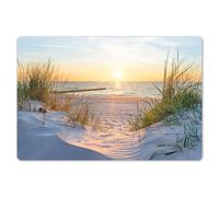 KitchenYeah© Place Mats For Table 18"x12" / 45x30 cm Dinning Placemats 6 Set Large Placemat Plastic Vinyl Wipeable Wipe Clean Non Stick Beach - Sun - Dune - Grass - Sand - Horizon