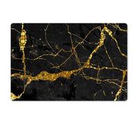 KitchenYeah© Place Mats For Table 18"x12" / 45x30 cm Placemat Set Of 6 Placemats Wipe Clean Kitchen Anti Slip Dinner Dining Mat Dinning Marble Look - Gold - Black - Luxe - Glitter