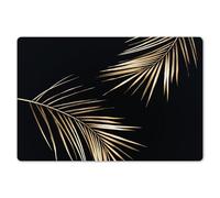KitchenYeah© Place Mats For Table 18"x12" / 45x30 cm Placemat Set Of 6 Placemats Wipe Clean Kitchen Anti Slip Dinner Dining Mat Dinning Leaves - Plants - Gold - Black - Luxury