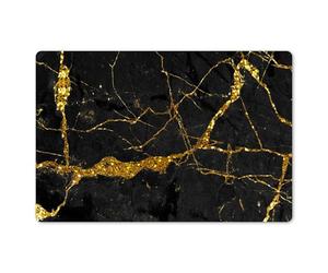 KitchenYeah© Place Mats For Table 18"x12" / 45x30 cm Placemat Set Of 6 Placemats Wipe Clean Kitchen Anti Slip Dinner Dining Mat Dinning Marble Look - Gold - Black - Luxe - Glitter