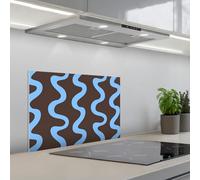 KitchenYeah© Splashback for kitchen 16"x24" / 40x60 cm self-adhesive Back Splashes Kitchens Splash Guard Decor Winding lines - Blue - Brown - Minimalist