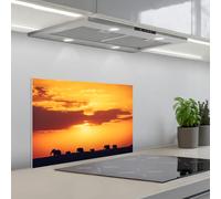 KitchenYeah© Splashback for kitchen 16"x24" / 40x60 cm self-adhesive Back Splashes Kitchens Splash Guard Decor Elephants - Sunset - Animals - Horizon