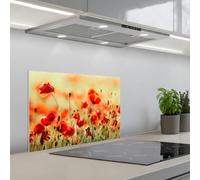 KitchenYeah© Splashback for kitchen 16"x24" / 40x60 cm self adhesive Sink Splash Splatter Guard Backsplash Decor Poppies - Flowers - Red - Flower field