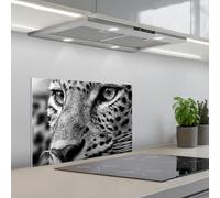 KitchenYeah© Splashback for kitchen 16"x24" / 40x60 cm self adhesive Sink Splash Splatter Guard Backsplash Decor Leopard - Black - White - Eye