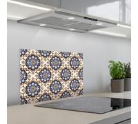 KitchenYeah© Splashback for kitchen 16"x24" / 40x60 cm self adhesive Sink Splash Splatter Guard Backsplash Decor Floral - Ornament - Blue