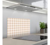 KitchenYeah© Splashback for kitchen 16"x24" / 40x60 cm self-adhesive Sink Splash Splatter Guard Splashbacks Walls Plaid - Pattern - Square - Beige
