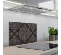 KitchenYeah© Splashback for kitchen 16"x24" / 40x60 cm self-adhesive Sink Splash Splatter Guard Splashbacks Walls Brown - Gray - Ornate - Patterned