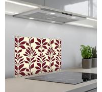KitchenYeah© Splashback for kitchen 16"x24" / 40x60 cm self-adhesive Sink Splash Splatter Guard Splashbacks Walls Abstract - Leaves - Burgundy