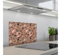 KitchenYeah© Splashback for kitchen 16"x24" / 40x60 cm self-adhesive Sink Splash Splatter Guard Splashbacks Walls Flowers - Classic - Pink