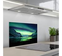 KitchenYeah© Splashback for kitchen 16"x24" / 40x60 cm self-adhesive Wall Protector Splash Back Cooker Backsplash Northern Lights - Norway - Ice - Yellow - Mountain - Water- Snow