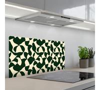 KitchenYeah© Splashback for kitchen 18"x35" / 45x90 cm self-adhesive Back Splashes Kitchens Splash Guard Decor Green - Organic planes - Cream