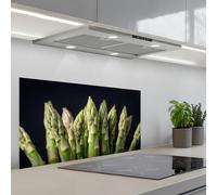 KitchenYeah© Splashback for kitchen 18"x35" / 45x90 cm self adhesive Sink Splash Splatter Guard Backsplash Decor Asparagus - Green - Black
