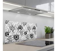KitchenYeah© Splashback for kitchen 18"x35" / 45x90 cm self adhesive Sink Splash Splatter Guard Backsplash Decor Flowers - Sunflower - Pattern
