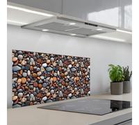 KitchenYeah© Splashback for kitchen 18"x35" / 45x90 cm self-adhesive Sink Splash Splatter Guard Splashbacks Walls Polished - Pebble - Warm