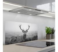 KitchenYeah© Splashback for kitchen 18"x35" / 45x90 cm self-adhesive Sink Splash Splatter Guard Splashbacks Walls Deer - Foggy - Black - White