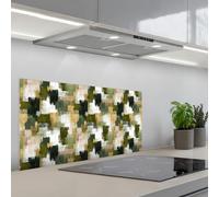 KitchenYeah© Splashback for kitchen 18"x35" / 45x90 cm self-adhesive Sink Splash Splatter Guard Splashbacks Walls Brush stripes - Moss - Shades of green