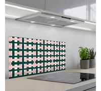 KitchenYeah© Splashback for kitchen 18"x35" / 45x90 cm self-adhesive Sink Splash Splatter Guard Splashbacks Walls Braid pattern - Green - Pink - Graphic