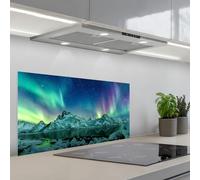 KitchenYeah© Splashback for kitchen 18"x35" / 45x90 cm self-adhesive Sink Splash Splatter Guard Splashbacks Walls Sea - Ice - Northern Lights - Winter - Nature