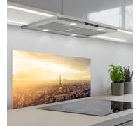 KitchenYeah© Splashback for kitchen 18"x35" / 45x90 cm self-adhesive Sink Splash Splatter Guard Splashbacks Walls Paris - Skyline - Sunset - Cities