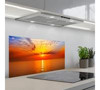 KitchenYeah© Splashback for kitchen 18"x35" / 45x90 cm self-adhesive Wall Protector Decor Panels Cooker Backsplash Sunset - Sea - Sky - Orange - Horizon - Water